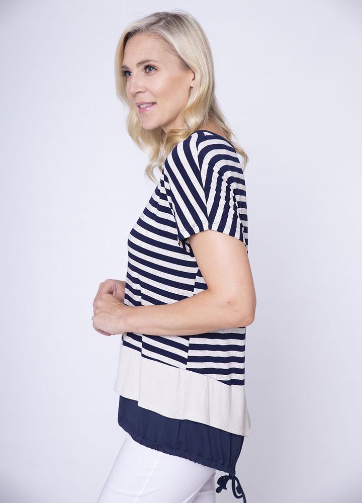 Stripe Tie Back Top Navy