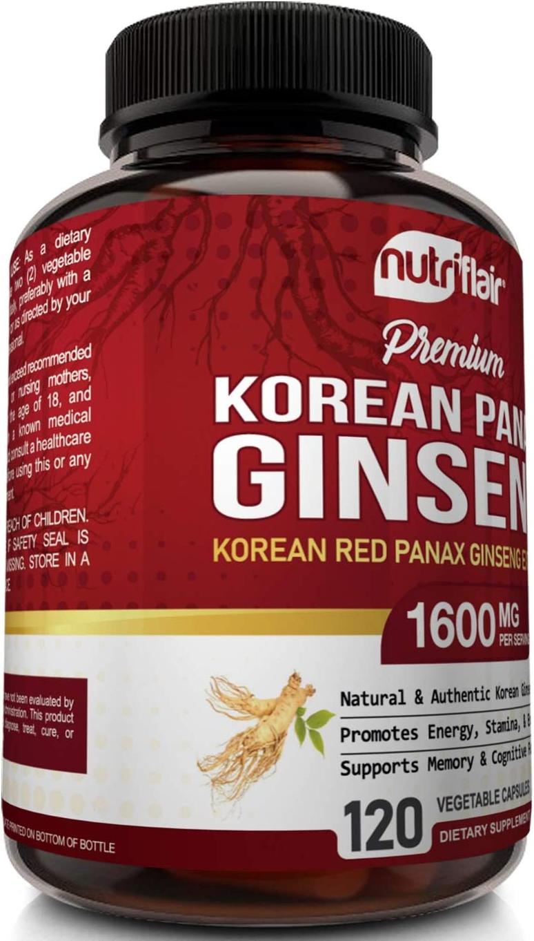 Korean Red Panax Ginseng 1600mg Supplement From Nutriflair