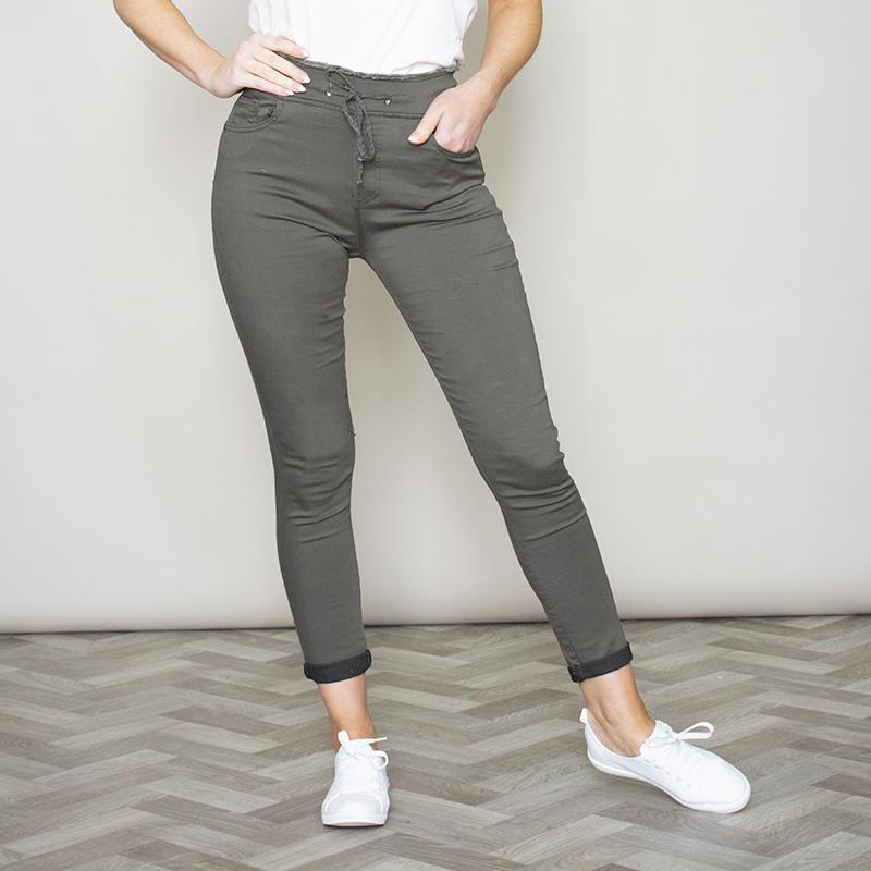 Dana Drawstring Jeggings Plain (Khaki)