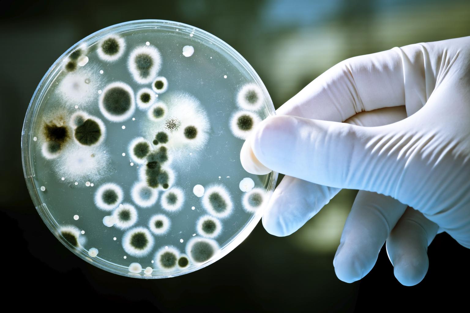 Bacteria under a microscope