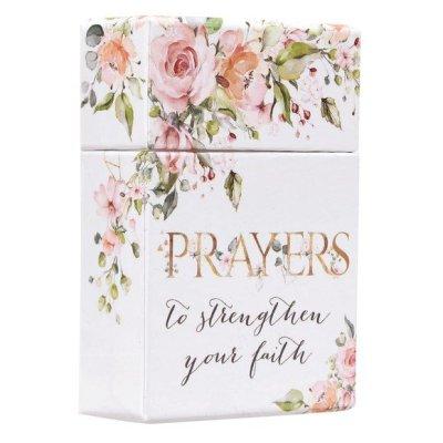 Prayers to Strengthen Your Faith pink floral cards with delicate script