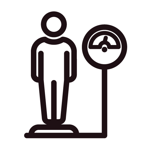 A person on a weighing scale.