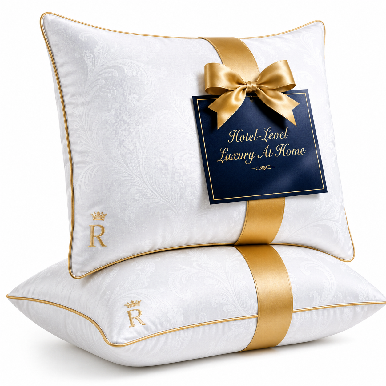 Royal Therapy 2-Pack Professional Hotel Pillows - 100% Cotton, Premium Plush Gel Microfiber, Down Alternative