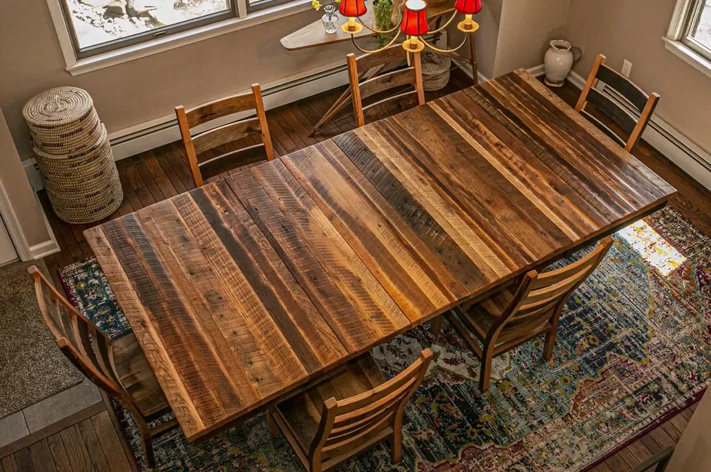 reclaimed wood dining table for 6