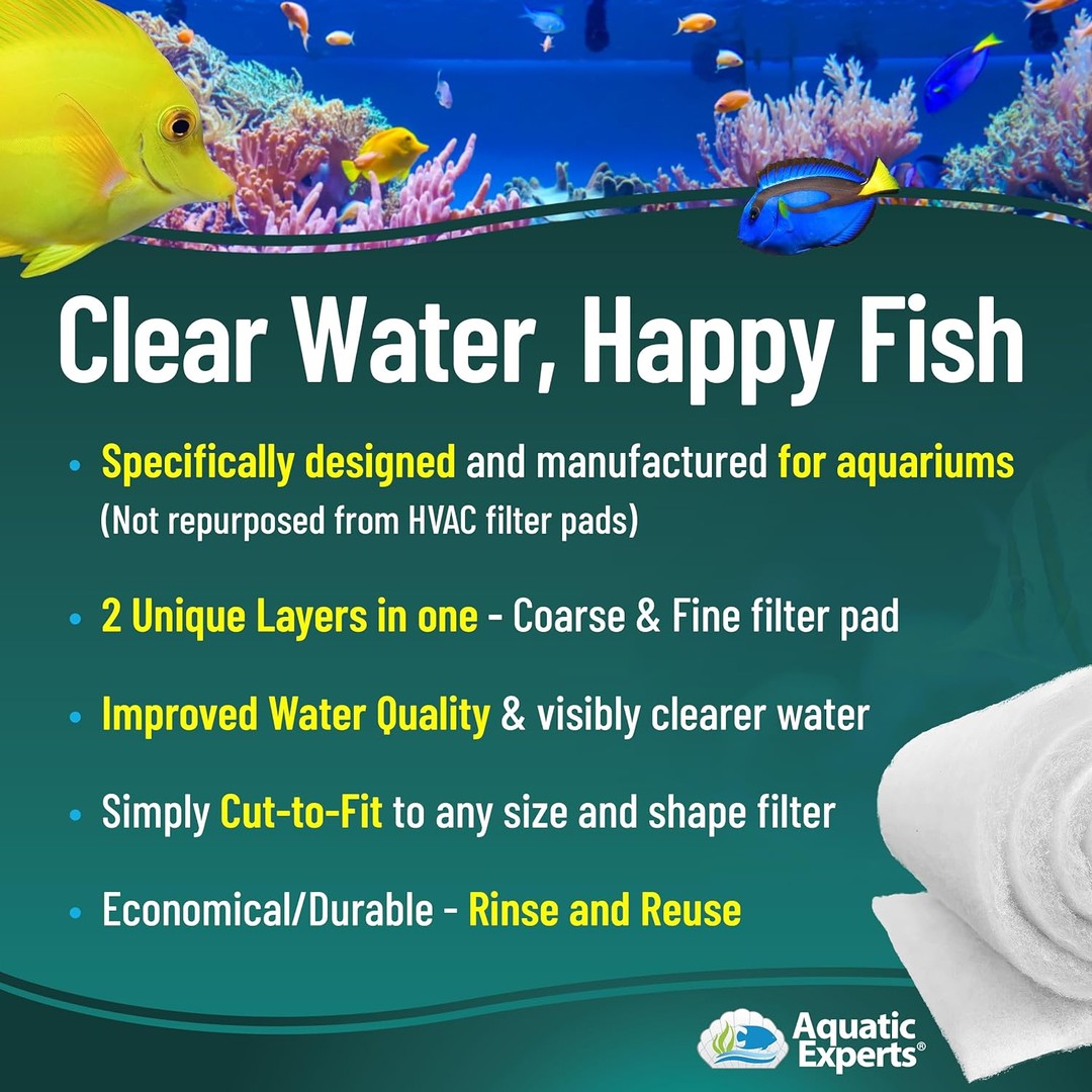 Aquatic Experts Aquarium Polishing Filter Pad, Aquarium Filter  Pad, Aquarium Filter Floss for Fish Tank Filters, Water Polishing Pad for Aquarium  Filters, (100 Micron, Water Polishing Bundle) : Pet Supplies