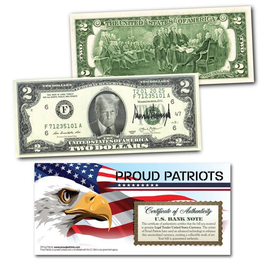 47th President Trump Signature $2 Bill with Certificate of Authenticity