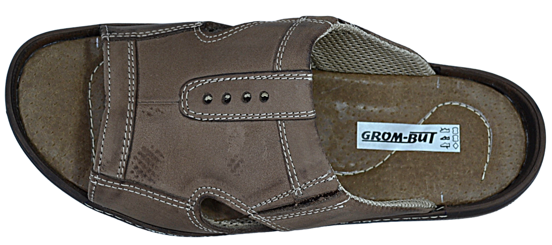 Evander - Mens summer slides - Reindeer leather