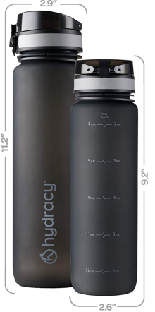 Sports Water Bottle 32oz with Time Marker - Space Grey Color
