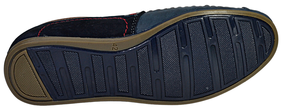 Dru - men blue leather moccasin shoes - Reindeer Leather