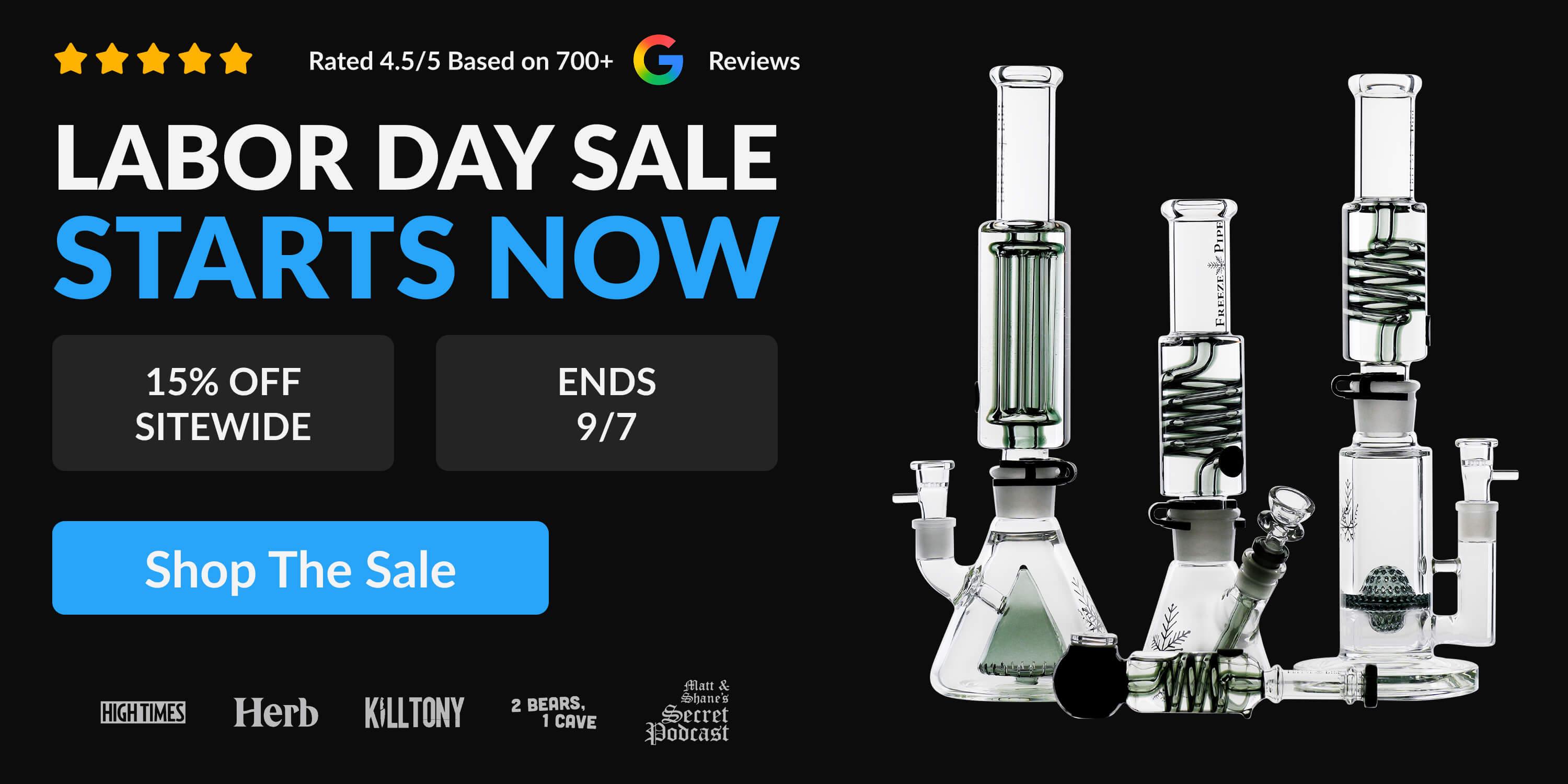 best selling bongs and pipes on table