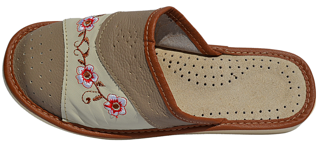 Stella - Leather bedroom slippers for women - Reindeer Leather