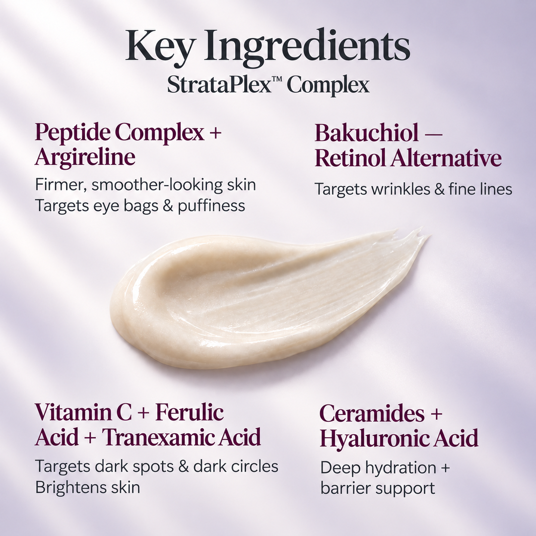 key ingredients, peptide complex, natural retinol, vitamin c + ferulic acid, Ceramides