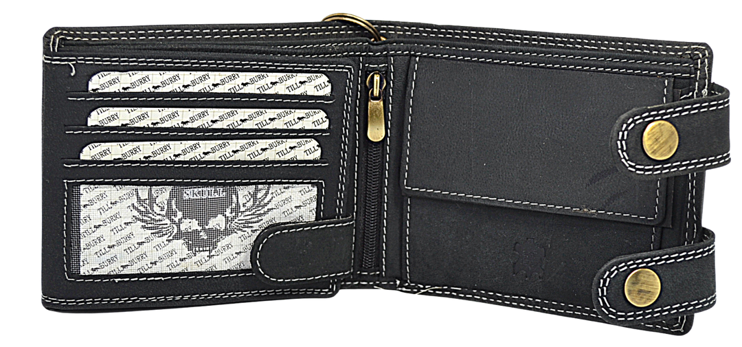 Till Burry - Mens biker coin pocket wallet - Reindeer Leather