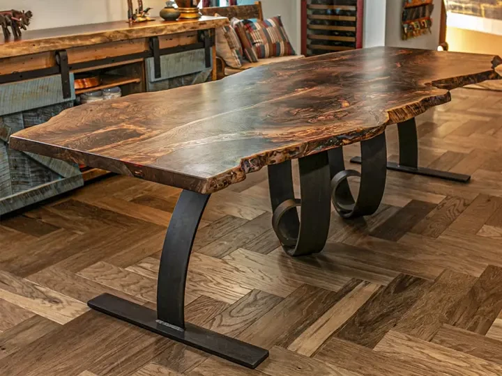 custom live edge walnut dining table