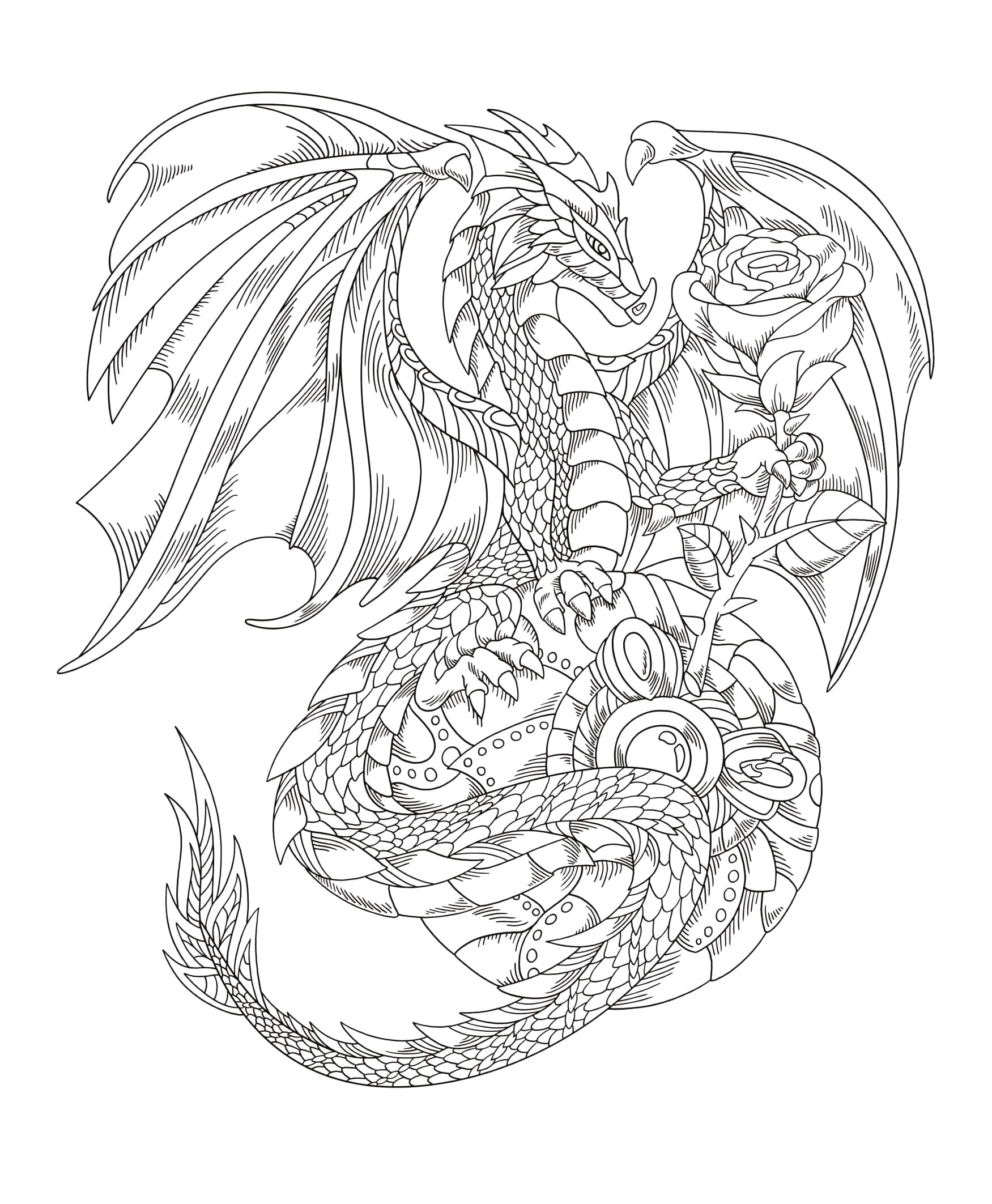Freebie Friday 042619 Colorful Dragons Coloring Page