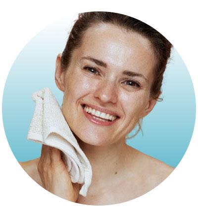 Cleanse your face and pat dry 