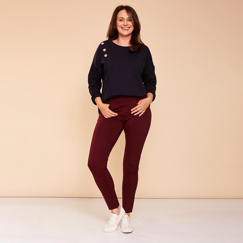 Ann Stretch Trousers(Wine)
