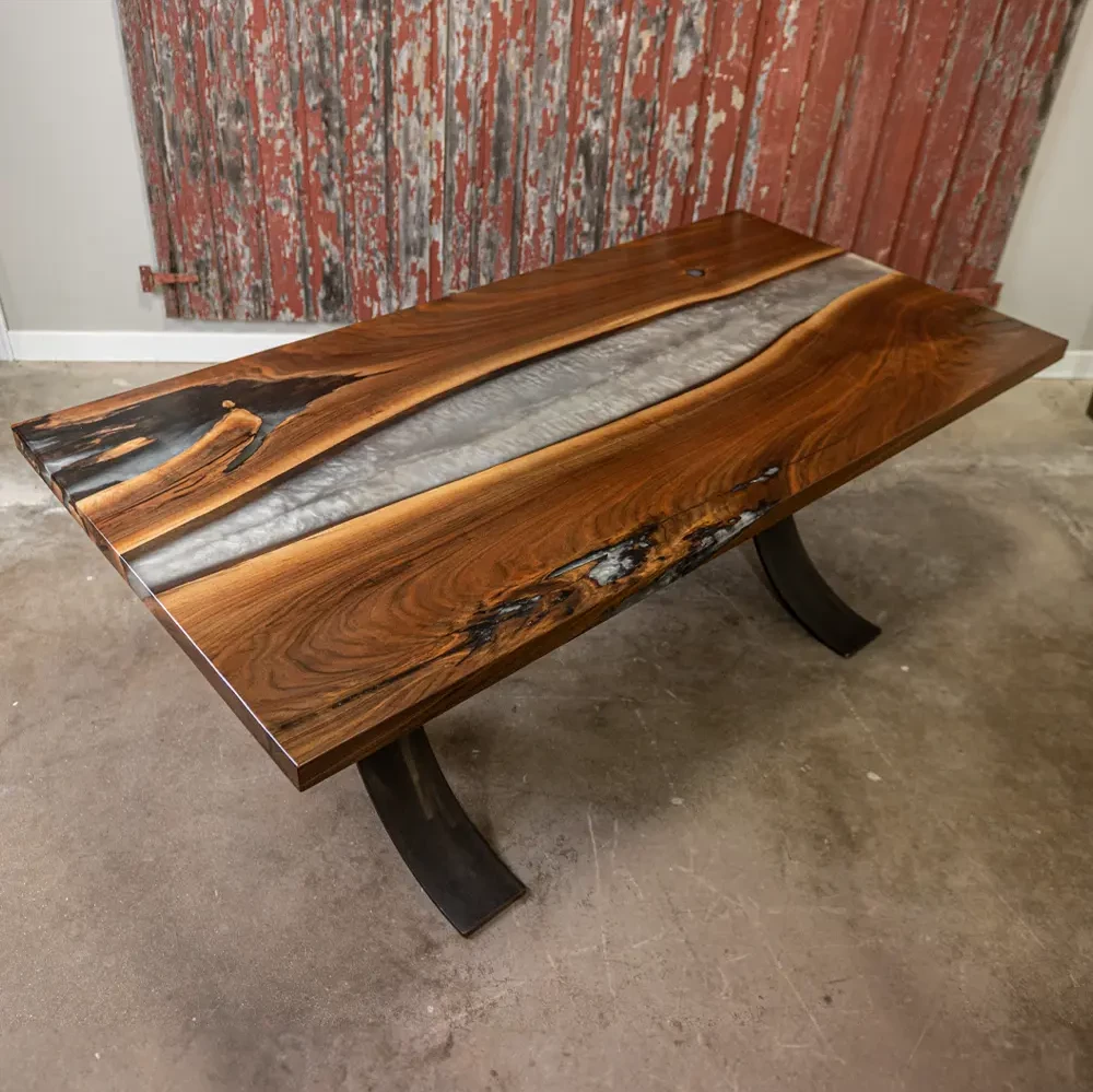 live edge walnut river dining table