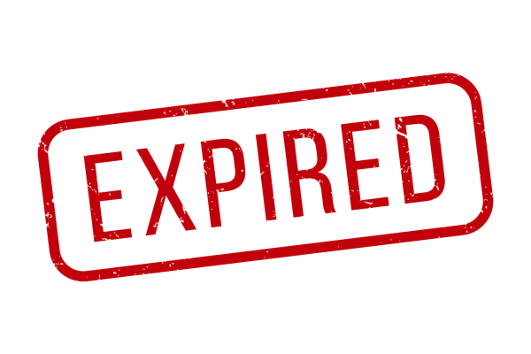 "expired" in red letters