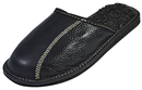 Stavros - Mens black leather slippers - Reindeer Leather