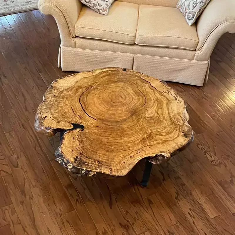 live edge burl coffee table