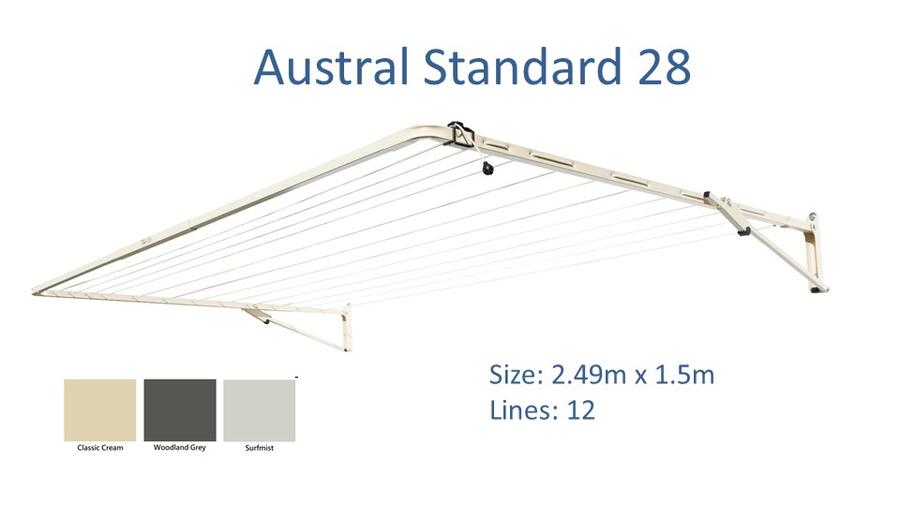 austral standard 28 2.5m wide clothesline