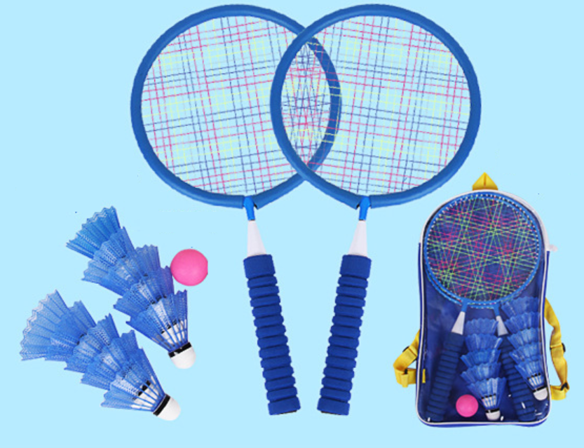 Trained Premium Quality Set of Kids Mini Badminton Rackets, Pair of 2 Rackets, Lightweight &amp; Sturdy, with 5 LED SHUTTLECOCKS for Children, Carrying Bag Included