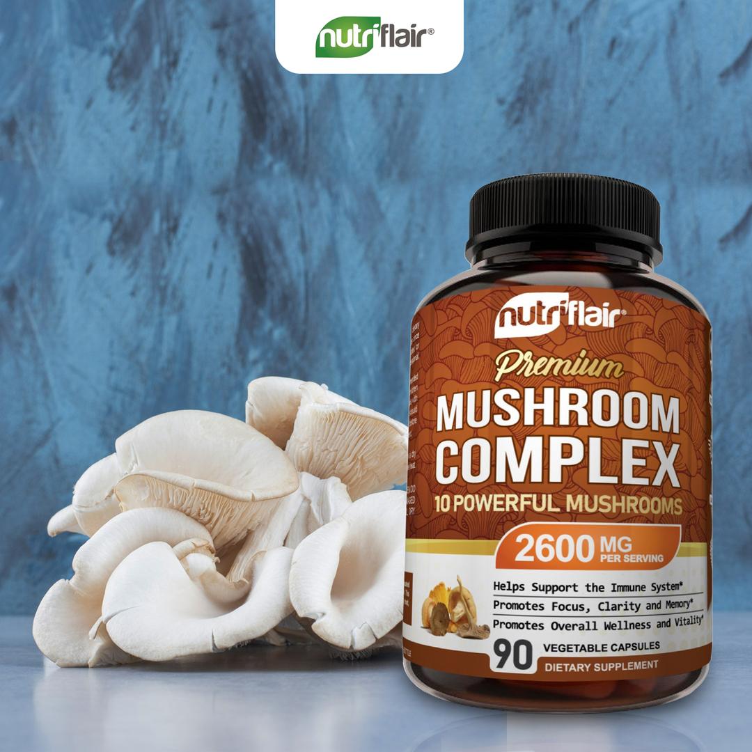 10 Mushroom Complex Supplement 2600 mg - 90 Capsules