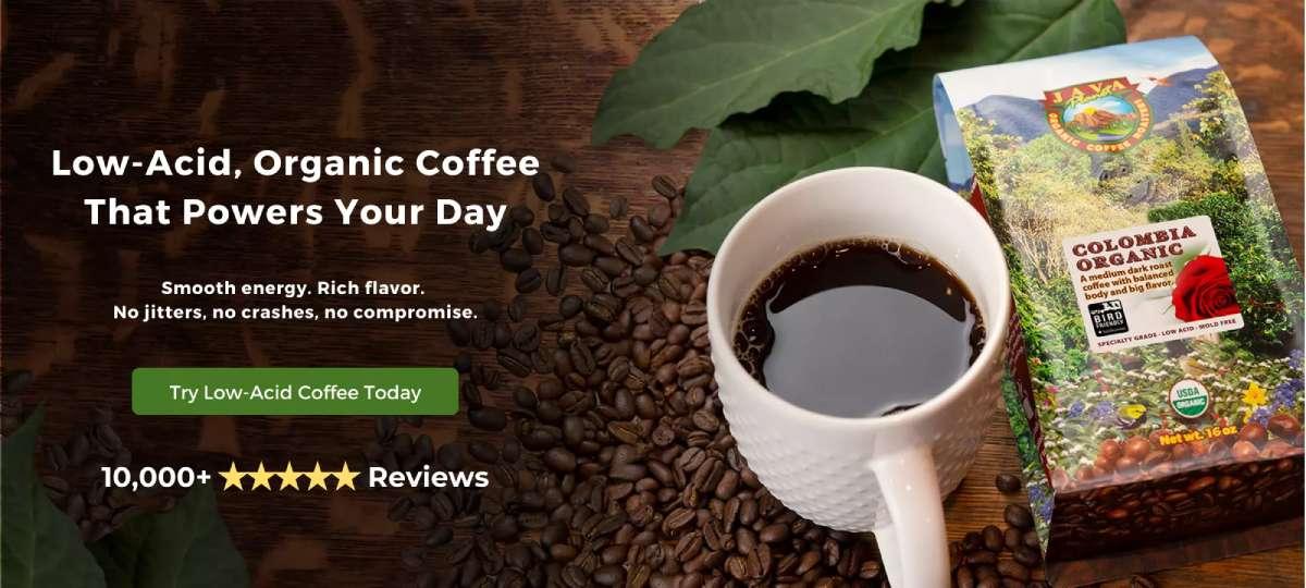 Java Planet Colombian Coffee with a Cup of Coffee