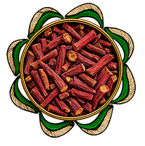 A bunch of nut grass kept over an artwork of pink colored flowers