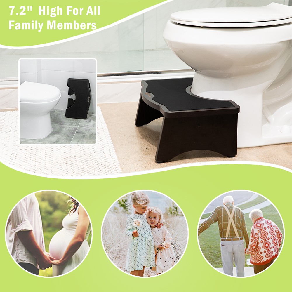 Non-Slip Step Toilet Stool Bathroom Squat Aid for Constipation Piles Relief Collapsible Squatting Toilet Stool 