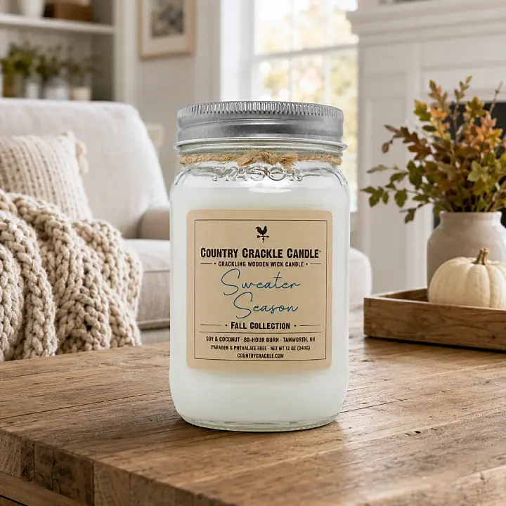 fall large wooden wick soy candle