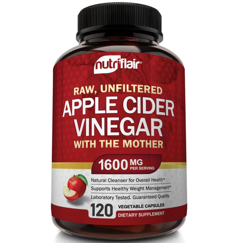 Apple Cider Vinegar Supplement 120 Capsules From NutriFlair