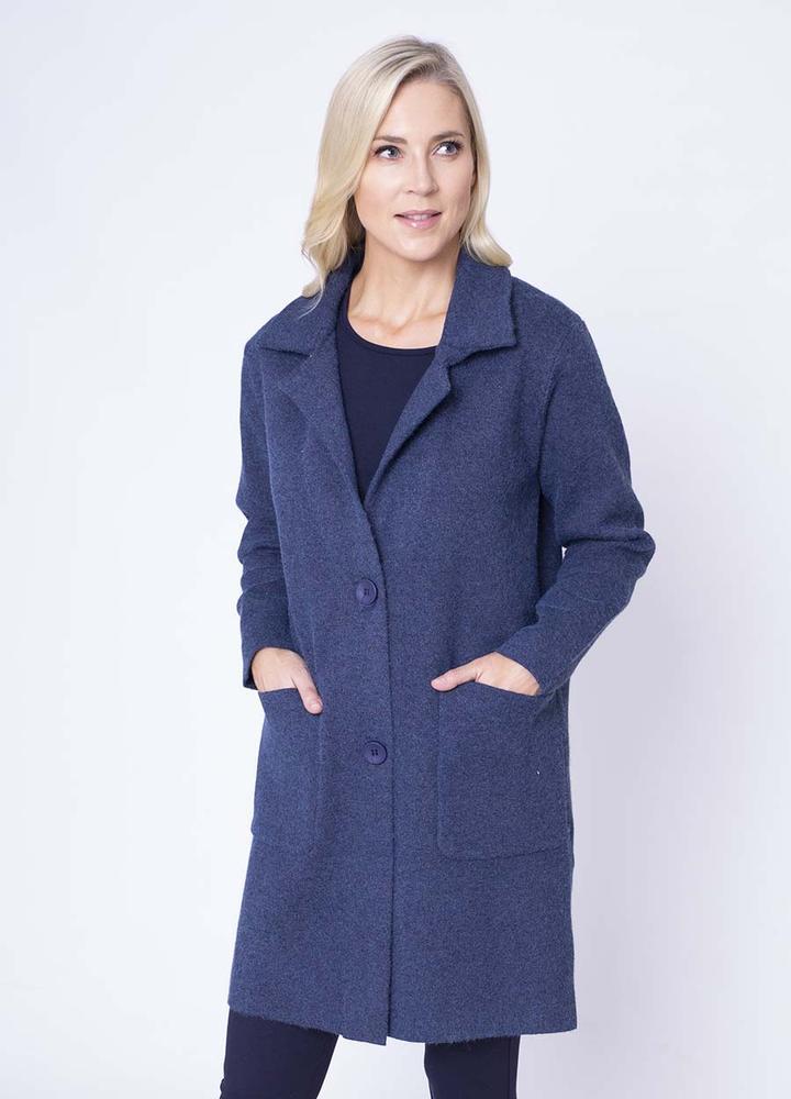 Revere Collar Coat Cardi in Blue