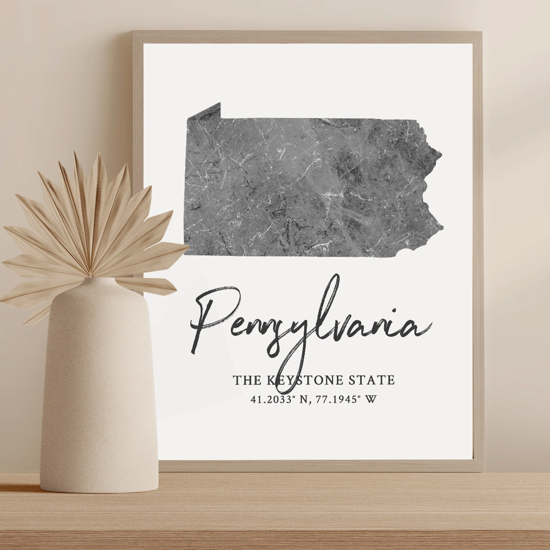 Pennsylvania State Map Silhouette print