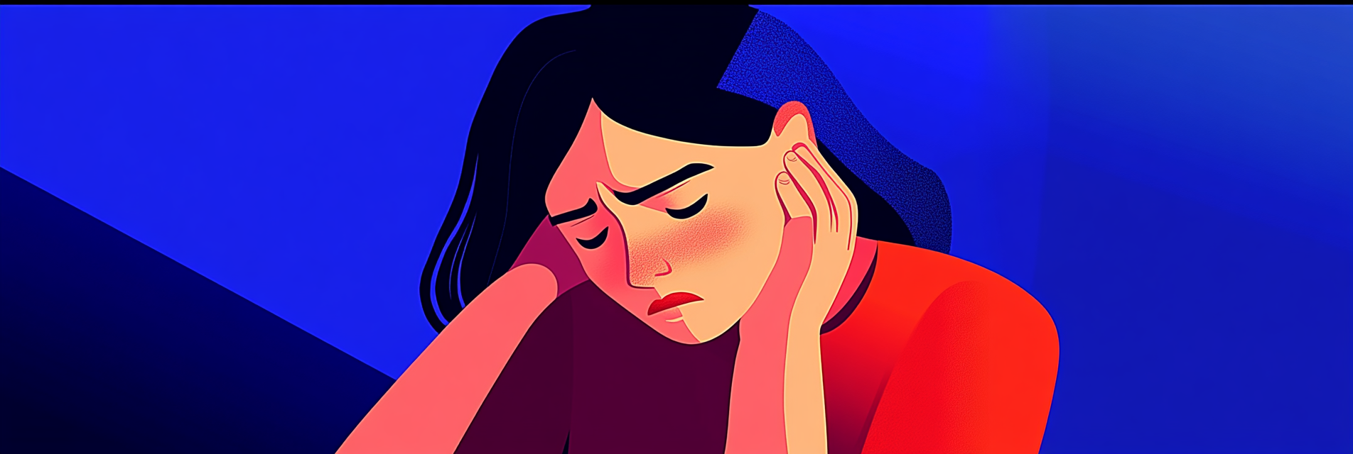 A woman with depression due to chronic sleep deprivation.