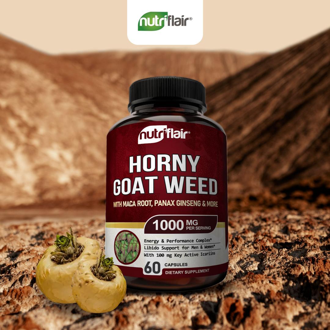 Horny Goat Weed Supplement With Maca, Ginseng, Saw Palmetto & L-Arginine – 30/60/120 Capsules For Men & Women