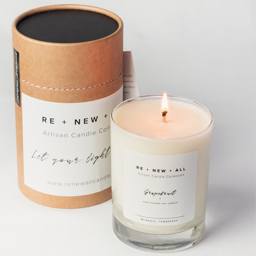Handmade in the USA. Grapefruit & Tuberose Scented Soy Candles 