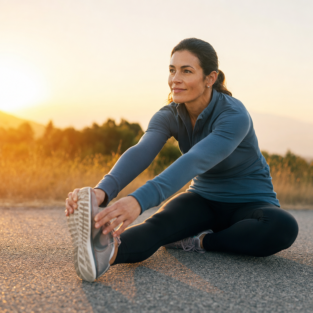 Woman athlete stretching
