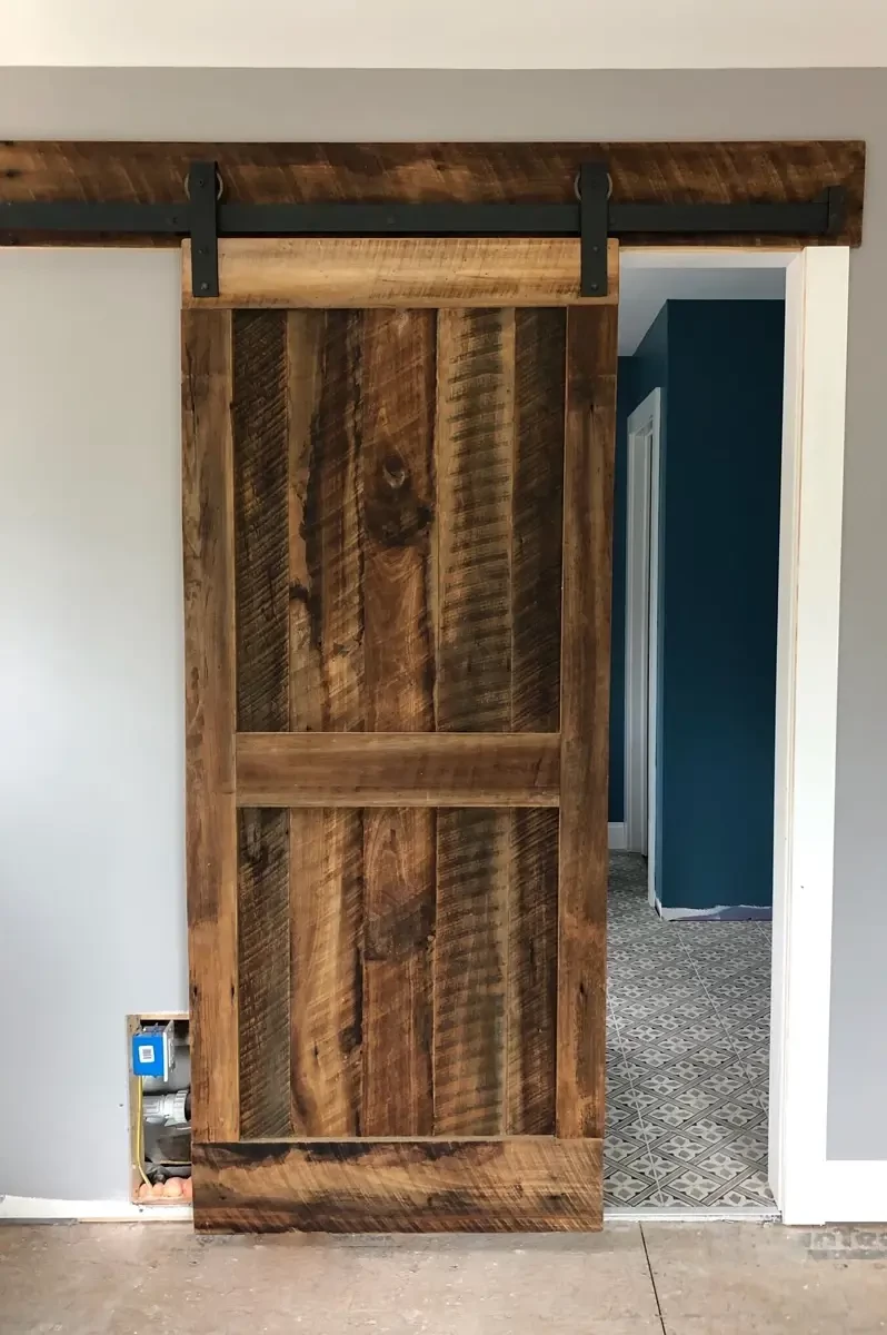 framed midrail reclaimed wood barn door