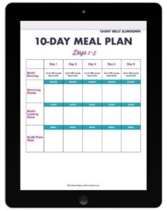 iPad con su plan de comida en blanco de 10 días