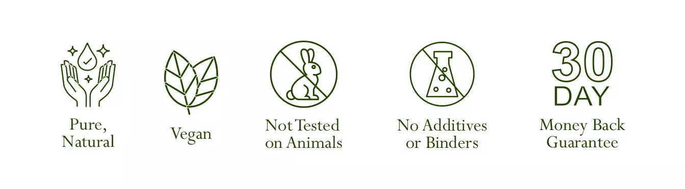 Pure & Natural, Vegan, Not tested on Animals, No additives or Binders, 30 day money back gurantee desktop 1