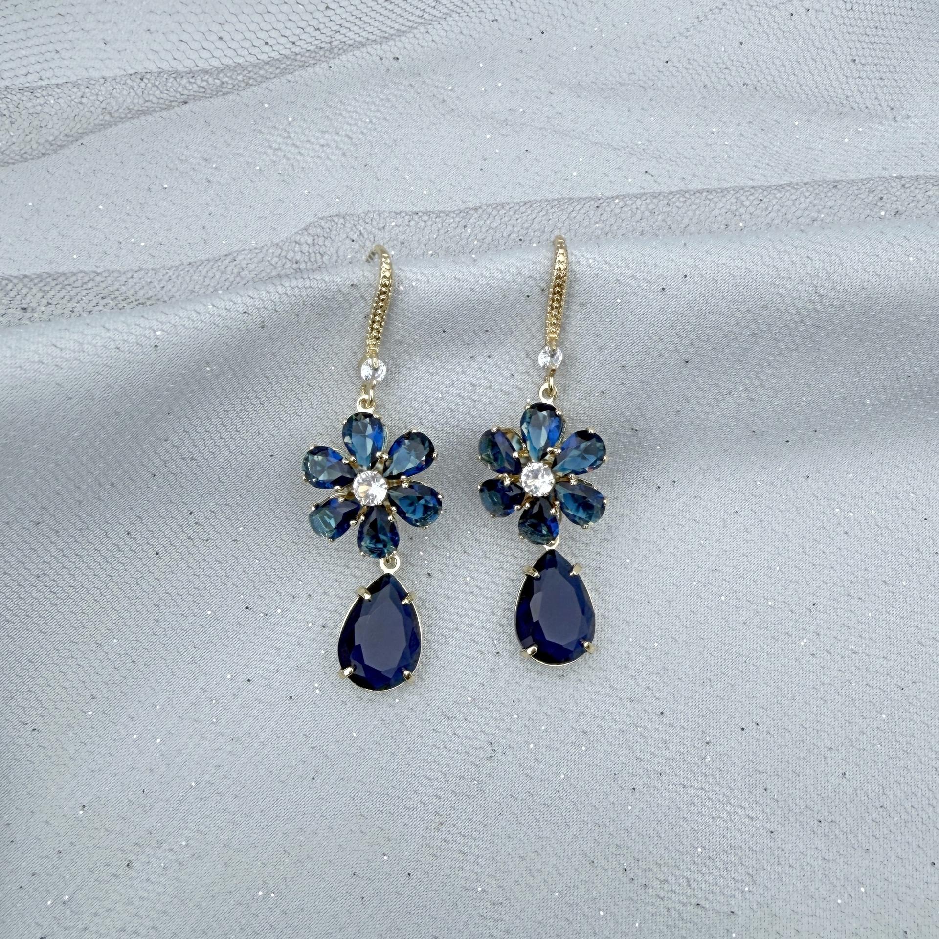 navy blue headband earrings set drop earrings