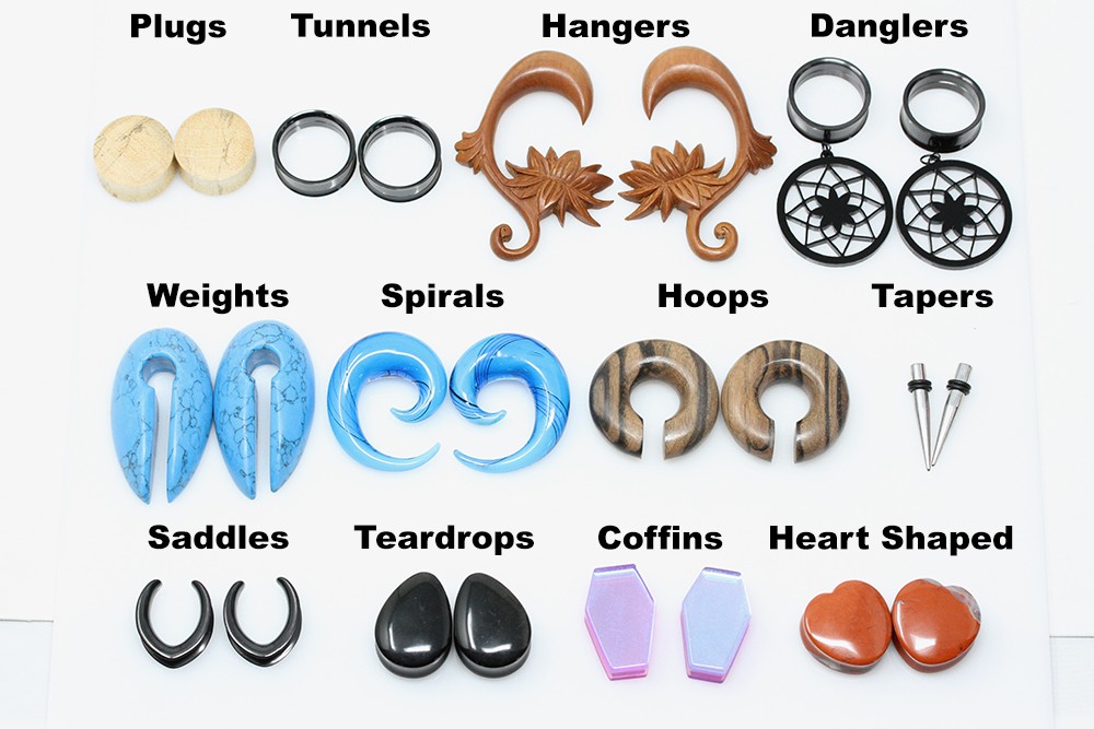types of stretched ear jewelry