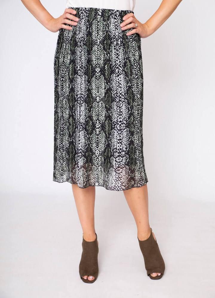 Snake Print Pleat Skirt