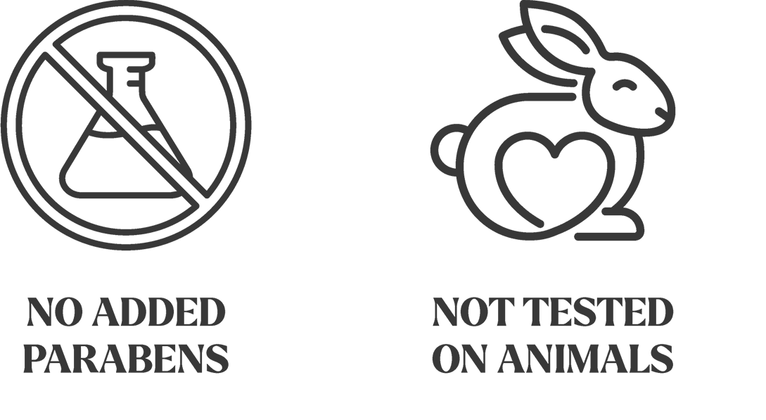 icons 1dermatologically tested | no added parabens |vegan| not tested on animals | 30 day money back guarantee | free shipping