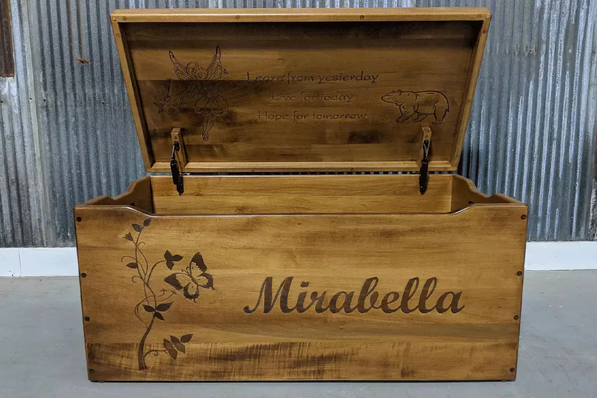 Mirabella Engraved Wooden Toy Chest