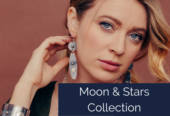 Moon and Stars Collection of Mixed Metal Designs by Junebug Jewelry Designs