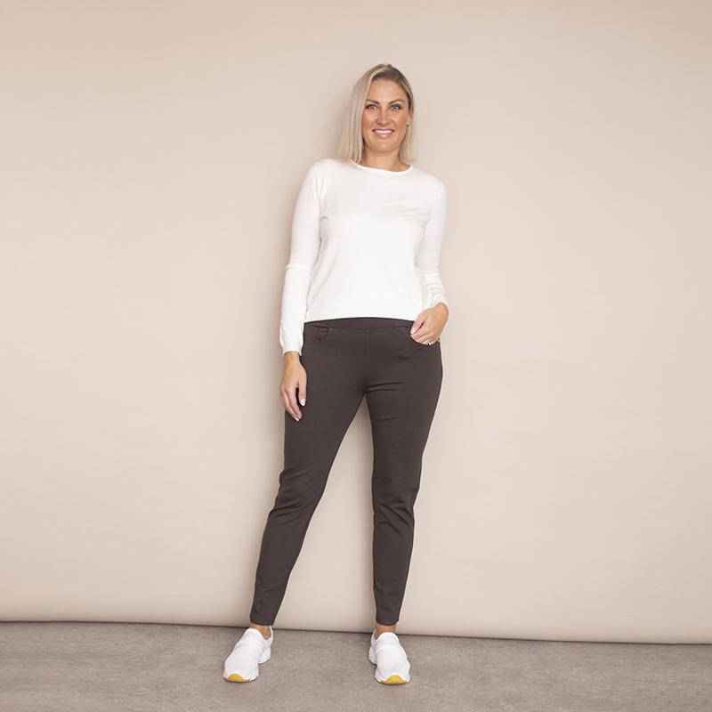 Ann Stretch Waist Trousers - Plus Size (Khaki-Dark)