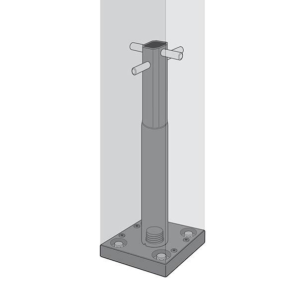 structural post anchor diagram showing how it secures to a wooden post